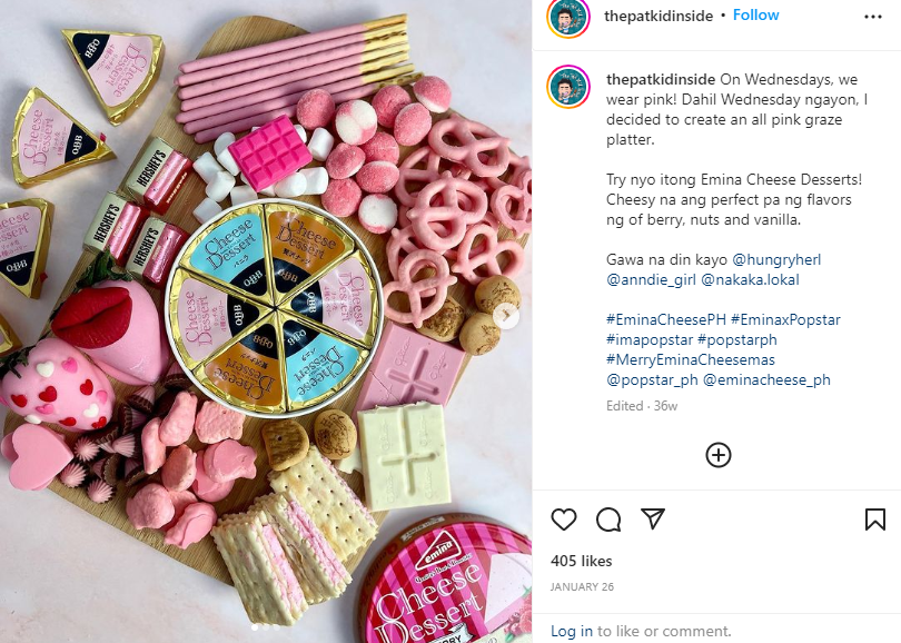 popstar influencer post involving a pink platter